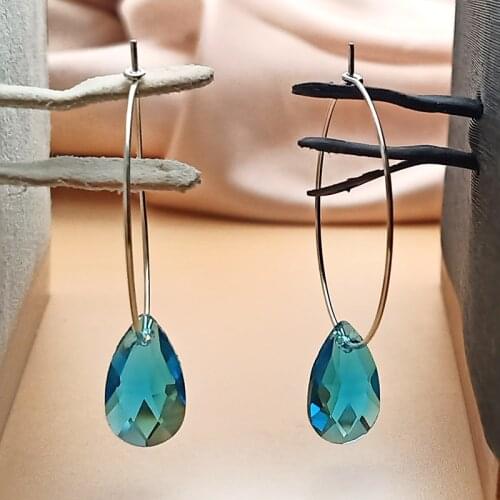 Fashion Simple Crystal Water Drop Pendant Earrings for Girls Quality Multi-color Tears Drop Earrings for Women Gift