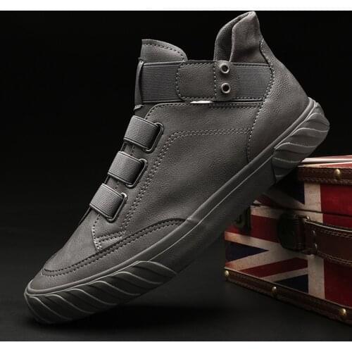 Mens leather casual Sneakers fashion Black flats shoes fashion male casual shoes winter keep warm with fur plush boots A21-76