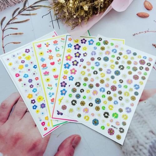 Sun Flower Pattern Nail Art Sticker Self Adhesive Transfer Decal 3D Slider DIY Tips Nail Art Decoration Manicure Package