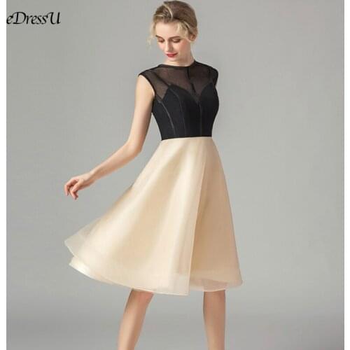 Contrast Color Prom Dress Elegant Tulle Dancing Dress Knee Length Night Club Dress Sexy See Through Lace Dress WS-L1140