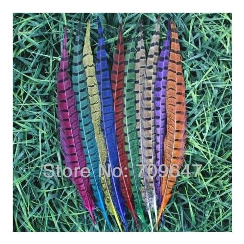 Plumas para manualidades! 100pcs/Lot 12-14" 30-35cm Beautiful Ringneck Pheasant Tail Feathers 9colours Available