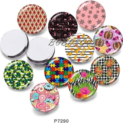 Holiday Pattern 12mm18mm 20mm Snap button jewelry DIY Bracelet Round photo glass cabochons P7290