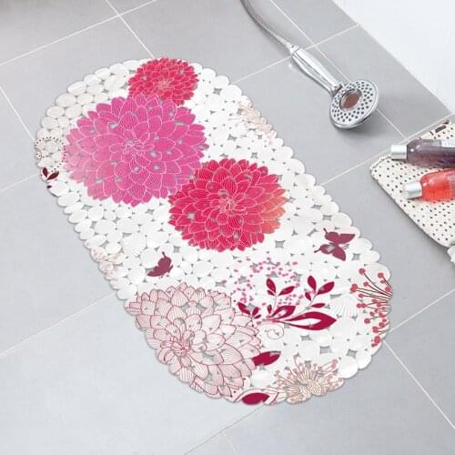 Sholisa Anti-slip Bath Mat Silicone Door Bathroom Rubber Mat PVC Rolled Sucker on Back 35x69cm
