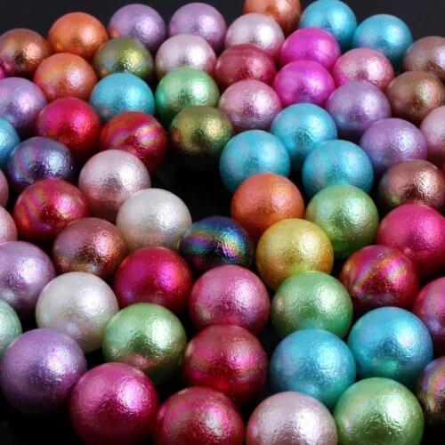 OYKZA Mix Colorful Acrylic Round AB Rainbow Wrinkle Imitation Pearl Beads for Chunky Necklace Jewelry Making 20mm 100pcsa lot