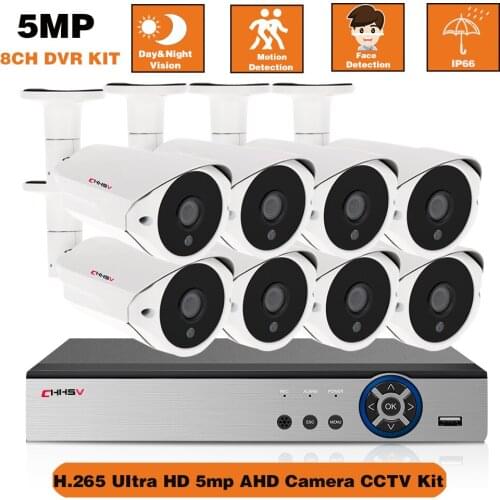 House Camera System Monitoring 5MP 8 Channel DVR Kit Outdoor Waterproof Face Detection CCTV Video Surveillance Camera System Kit