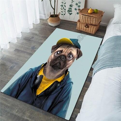Funny Mr.Pug Area Rug 3D All Over Printed Non-slip Mat Dining Room Living Room Soft Bedroom Carpet