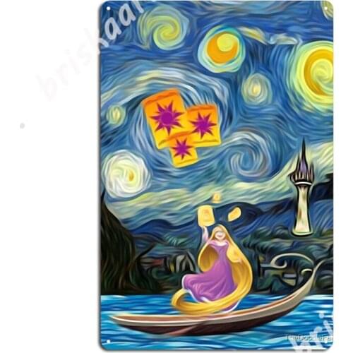 Tangled Starry Night Metal Signs Kitchen Cinema Garage Funny Wall Decor Tin sign Posters