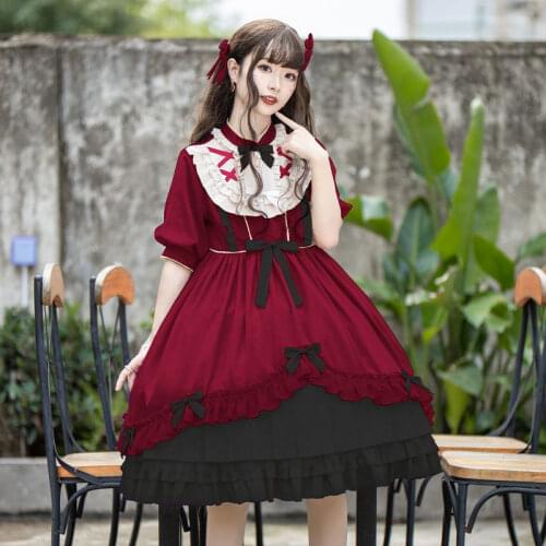Victorian vintage Lolita Lilyanne op daily retro girl elegant short-sleeve lolita summer light Party Palace Princess Dresses