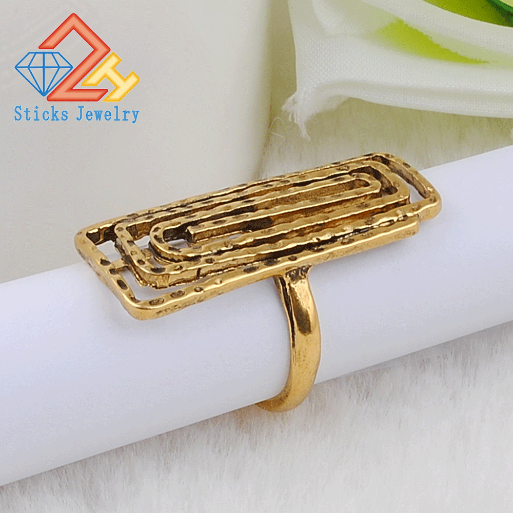 Geometric shape Alloy Openwork Vintage Ring