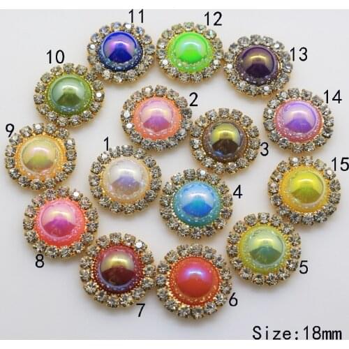 High quality 18MM Especially shiny pearl button golden metal button apparel rhinestone 2017 Invitation DIY Wedding Decoration