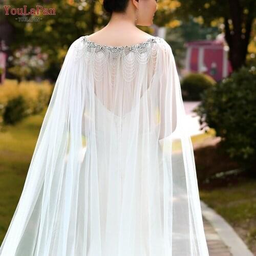 YouLaPan G47 Wedding Bolero Womans Elegant Jacket Long Jackets for Evening Dresses Removable Wedding Train Bridal Party Shawl