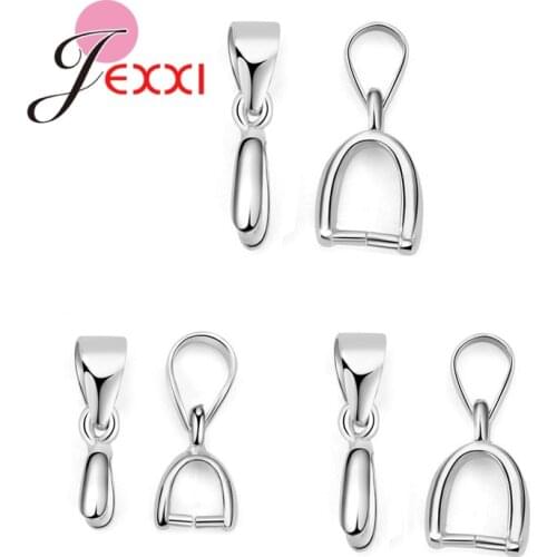 20pcs/lot 925 Sterling Silver Bail Clasps Connectors Bale Pinch Clasps Bail Pendant Necklace Clasp Jewelry Making Supplies