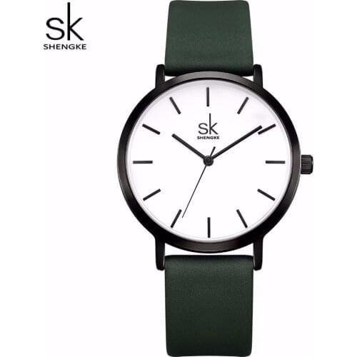 Shengke Elegant Fashion Quartz Watch Woman Variable Color Green Fashion Dress Simple Waterproof Wristwatch Relogio Feminino 8026