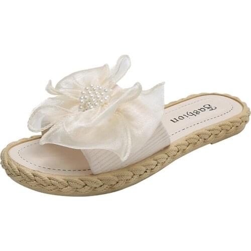 Women sandals summer flat pearl sandals flip flops rome shoes string bead slippers mujer gladiator sandalias sapatos femininos