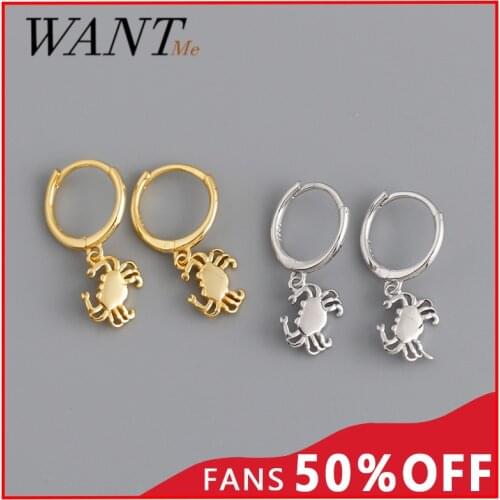 WANTME New Arrival Real 925 Sterling Silver Ocean Crab Dangle Stud Earrings for Women Bohemian Creative Chic Party Jewelry Gift