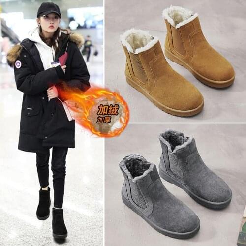 35-43 Large Size Snow Boots Women Short Plus Velvet Short Boots Thick Cotton Shoes Warm Boots Large Womens Shoes 41 42 Winter