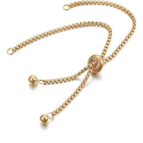 10Pcs Adjustable Stainless Steel Slider Bracelet Charms Links Slide Extender Chain for Women DIY Jewelry Making Accessories 24cm