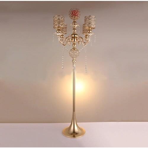 130cm Tall Bling Gold Crystal Candelabra road leads Candle Holder wedding Centerpiece Gold candelabrum