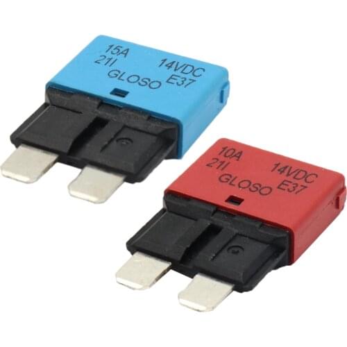 2/Sets Multicolor Mini Resetting Blade-Style Circuit Breaker for Car Truck Marine 15A/10A