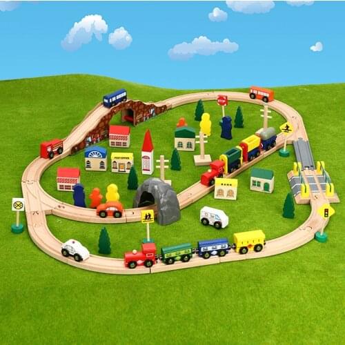 6 Combination Wooden Train Track Toys Childrens track toy track set compatible with wooden train tracks and electric cars