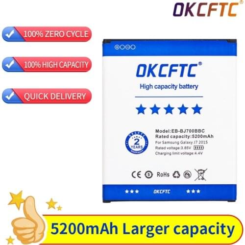 Phone Battery For Samsung Galaxy J7 Neo 2015 J7009 J7000 J7008 J700F SM-J700f EB-BJ700BBC EB-BJ700CBE 5200mAh