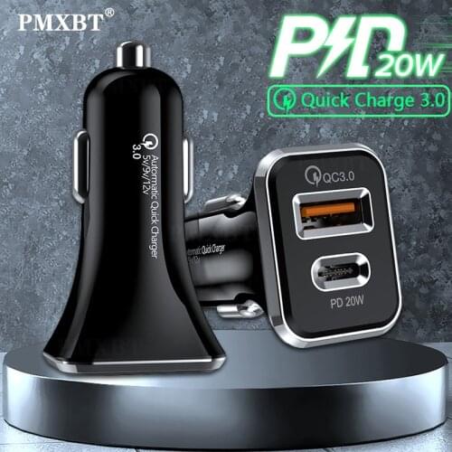 USB PD Car Charger Quick Charge 3.0 Fast Charging For iPhone Huawei Xiaomi Mobile Phone USB Type C Car Cigarette Lighter Charger