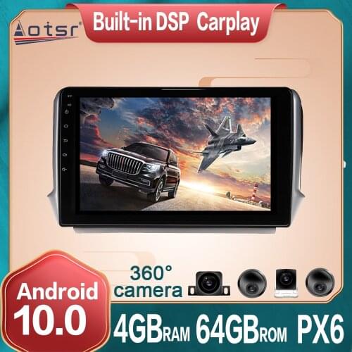 Android Car Multimedia Radio Player 360 Panoramic Camera For Peugeot 2008 208 2011+ PX6 4G+64GB Car GPS Navigation DSP Carplay