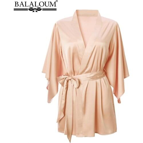 BALALOUM New Arrivals Fashion Color Women Robe Silk Sexy Kimono Nightgown Nightdress Wedding Bridal Party Bath Robes Gift