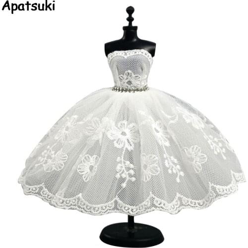 White Floral Ballet Dress For Barbie Doll Outfits 1/6 Doll Accessories Dancing Clothes 3-layer Skirt Gown Toys For Children