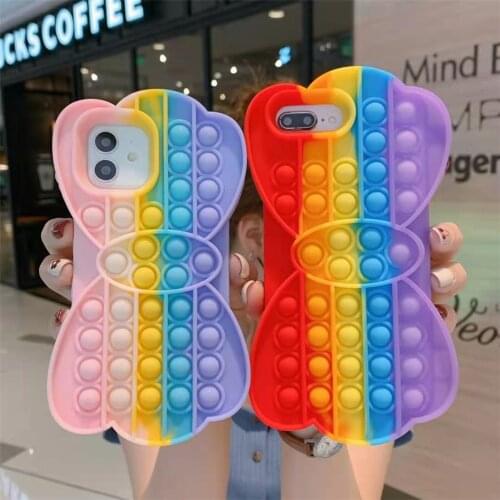 Case for Apple phone6 7 8 xs max xr 11 12pro se mini butterfly Fidget Reliver Stress Toys Push Bubble Antistress iphone cover
