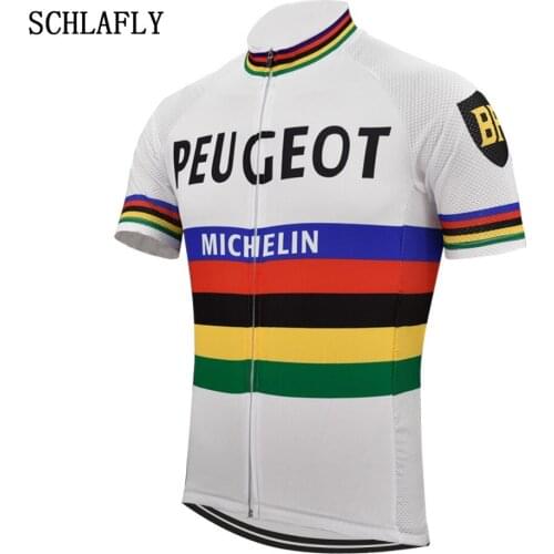 Color bar cycling jersey black white summer retro short sleeve tour bike wear jersey road jersey cycling clothing schlafly