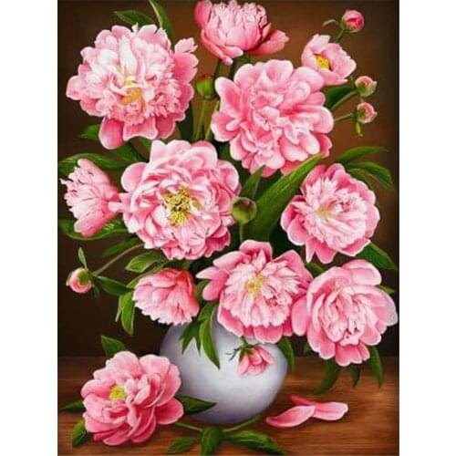 Flowers DIY 11CT Embroidery Cross Stitch Kits Craft Needlework Set Cotton Thread Printed Canvas Home Decoration Room