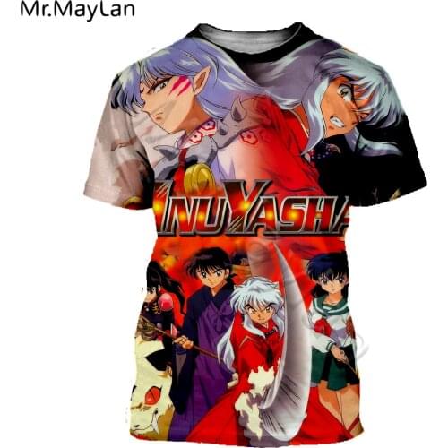 Harajuku Inuyasha Anime T shirt 3D Print Men Tshirt Women Casual Streetwear Tee Shirt 90s Boys Clothes Oversized Tshirt Tops 5XL