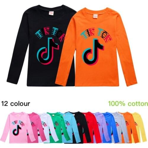 TIK TOK Cotton T Shirt for Girls Kids Cartoon Doll Colorful Print Tops Tees Child Baby Short Sleeve Home Clothes