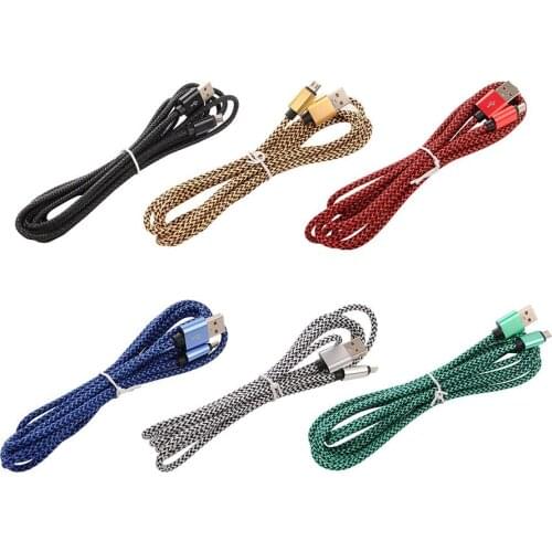 100pcs/lot Metal Double Color Nylon Braided USB Charger Cable For IPhone X Xr Micro USB For Samsung Note 9 S10 S9 S8 Data Cable