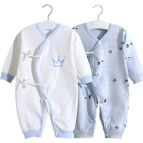 Summer Newborn Baby Rompers Cotton Baby Boy Girl Crown Romper Long Sleeve Kids Clothing Jumpsuit Infant Pajamas Newborn Outfits