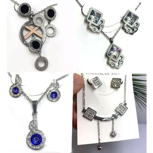 XUANHUA Women Silver Color Fine Stainless Steel Jewelry Set Necklace Earrings Set Wedding Jewelry Limited Edition Accessories