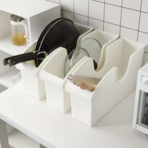 Kitchen Useful Special Storage Boxes Pan Lids Plastic Rack Kitchen Utensils White Storage Boxes Spice Plate Rack Storage Rack