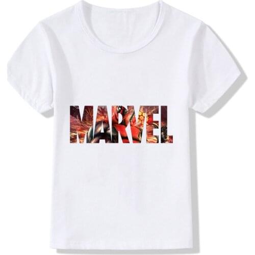 MARVEL Fashion Letter Kids T-Shirt The Avengers Boys Girls Print T-shirt Children Clothing Summer Clothes Tops Costumes Baby Tee