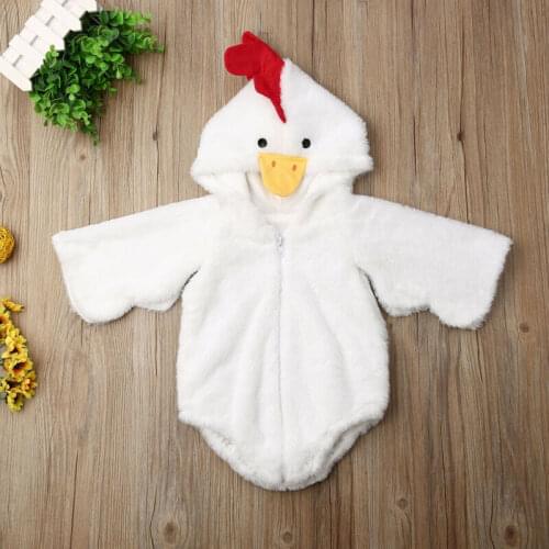 NEW Fashion Winter Warm Cute Kids Baby Girl Boy Fuzzy Chick Romper Jumpsuit Outfits Halloween Cosplay Costume 0-24Months