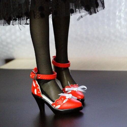 BJD Red Synthetic Leather High Heel SHoes For 1/4 17" BJD MSD VOLKS AOD AS MK DOLL HEDUOEP