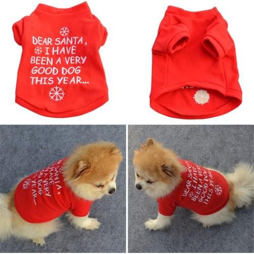 Dog Clothes Winter Warm Pet Dog Jacket Coat Puppy Christmas Letter Print Hoodies For Small Medium Dogs Puppy Outfit XS-L