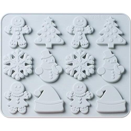Gingerbread Christmas Decorations Snowflake Xmas Tree Shape Chocolate Silicone Mold Biscuit Candy Cake Mould Baking Supplies