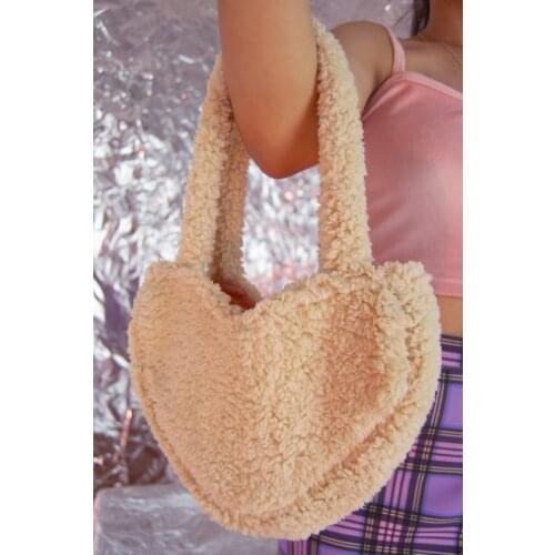 Surge Fur Heart Pink Handbag Women Tote Bag 2020 Fashion