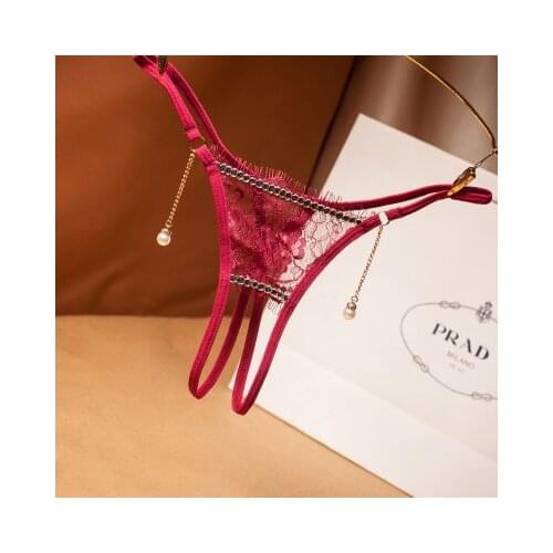 Sexy Crotchless Lingerie Women Thongs And G strings Lace Panties Low-rise Open Crotch Briefs For Sex Transparent Underwear