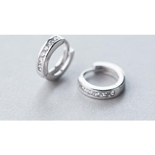 MloveAcc Real 925 Sterling Silver Classic CZ Hoop Earrings Luxury Cubic Zirconia Fashion Jewelry for Women Wedding Gift