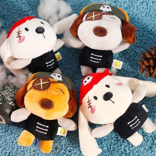 Cute kawaii pirate dog cartoon animal plush keychain doll backpack pendant pirate hat plush puppy car key funny decoration