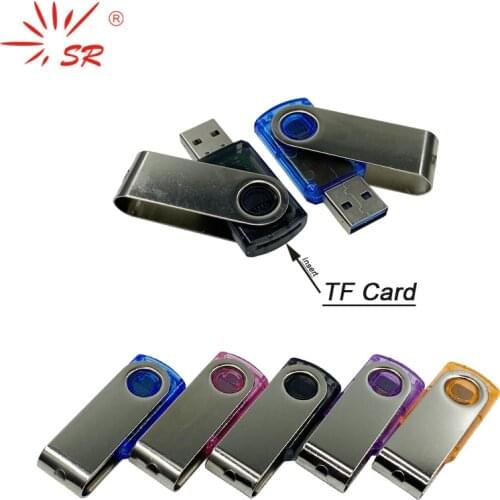 SR Transparent Spin TF Micro SD Card Reader High-Speed USB 2.0 Up to 128GB Adapter for PC Tablet Laptop Accessories Computer