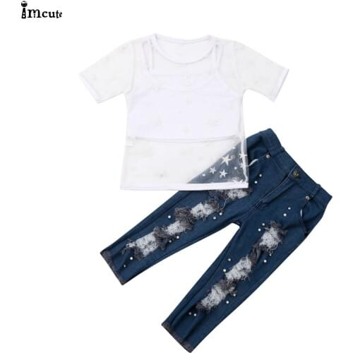 US 3pcs Newborn Infant Toddler Kid Baby Girl Clothes 2019 New T-shirt+Vest Tops+Long Pants Outfit Set