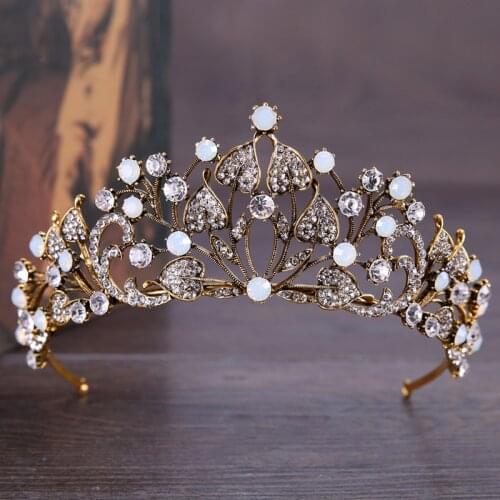 Vintage Bridal Crown Hair Accessories Queen Crown Baroque Rhinestone Crystal Crown Headband Wedding Crown Hair Accessories